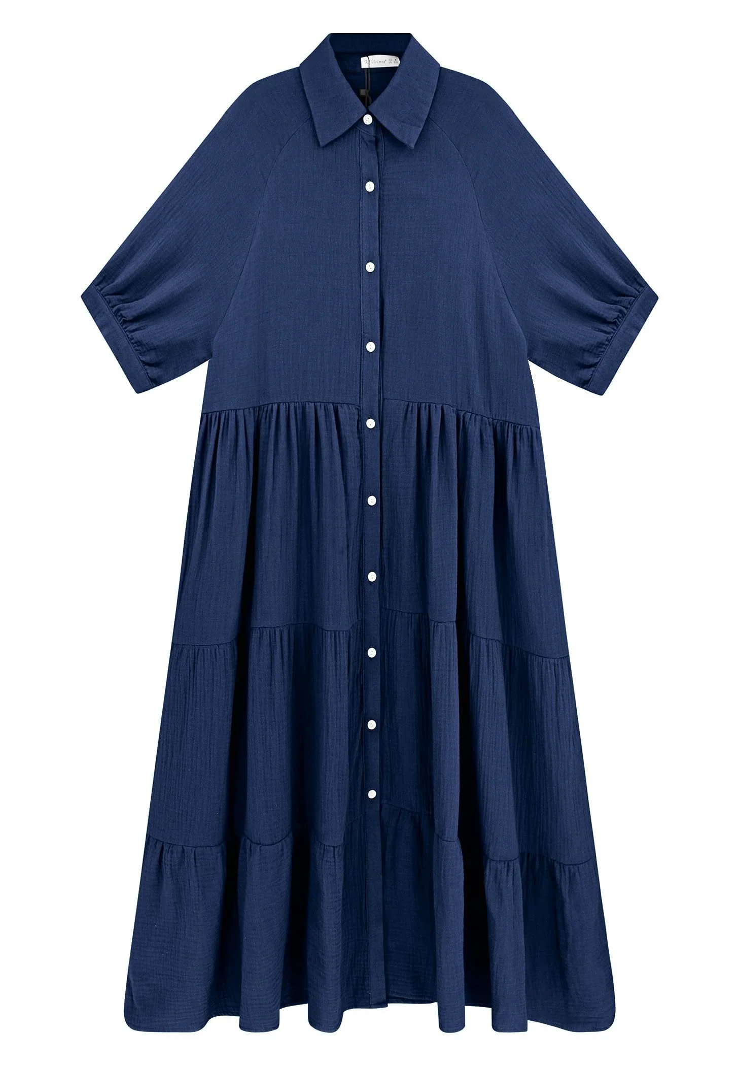 Summer Cotton Half Sleeves Midi Dress with Pockets - Image 11