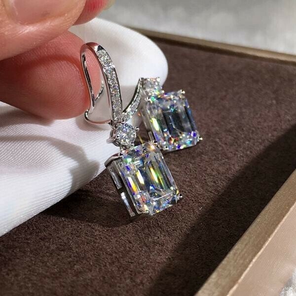 Square Cut Ice Candy Silver Ear Hook Earrings - Image 3