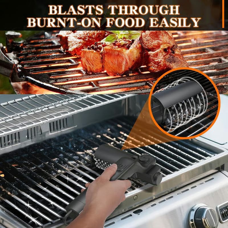 🔥Electric BBQ Grill Brush Cordless and Rechargeable Stainless Steel Bristles,Two Cleaning Brushes,Adjustable Angle - Image 6