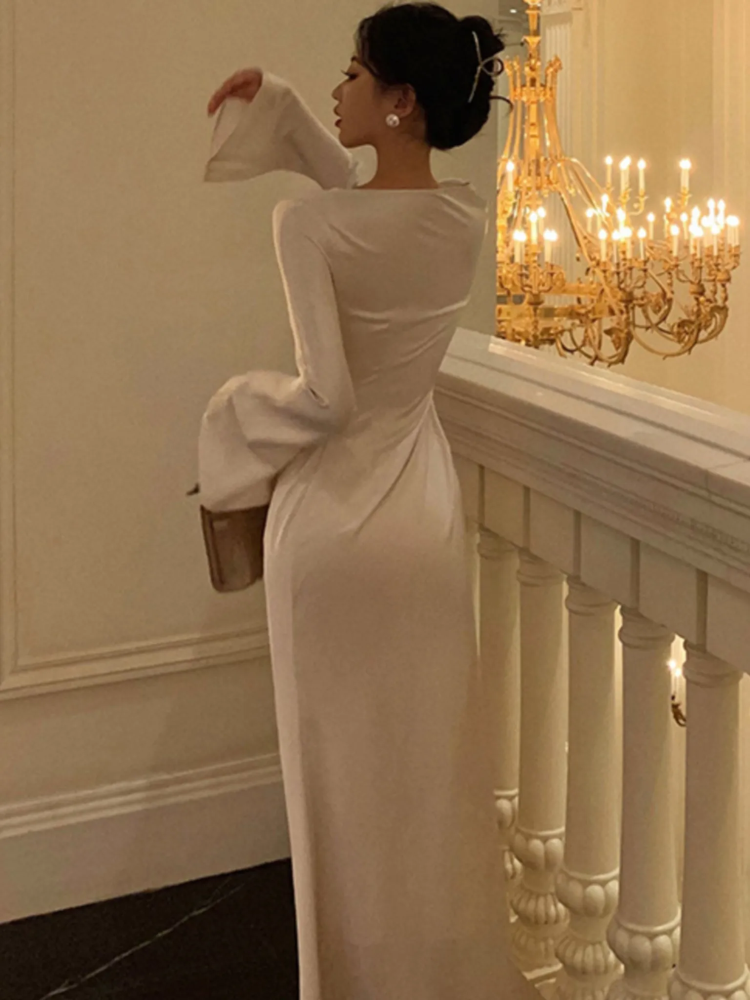French Vintage Flare Sleeve Mermaid Dress - Image 6