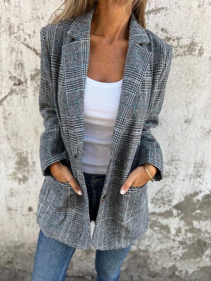 Fall Lapel Collar Slim Button Plaid Small Suit - Image 3