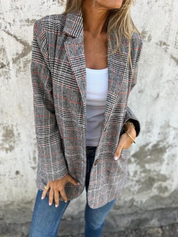 Fall Lapel Collar Slim Button Plaid Small Suit - Image 4