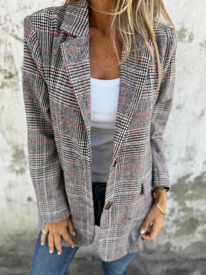Fall Lapel Collar Slim Button Plaid Small Suit - Image 5