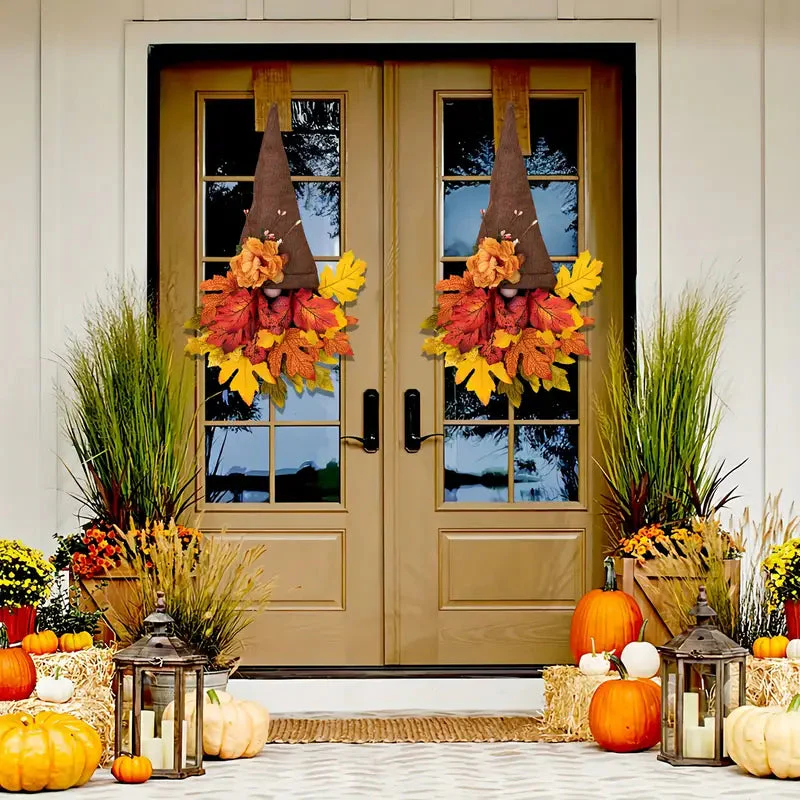 Fall Maple Gnome Front Door Hanger - Image 2