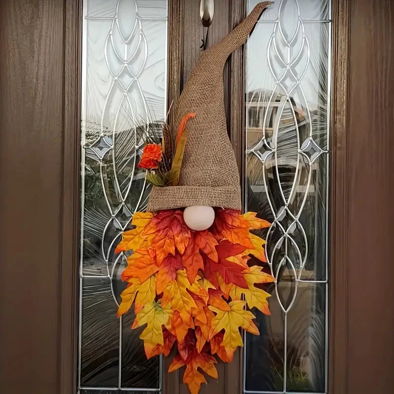 Fall Maple Gnome Front Door Hanger - Image 6