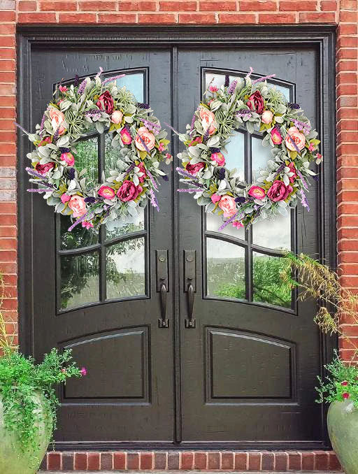 Farmhouse Peony Lamb’s Ear Wreath - Image 3