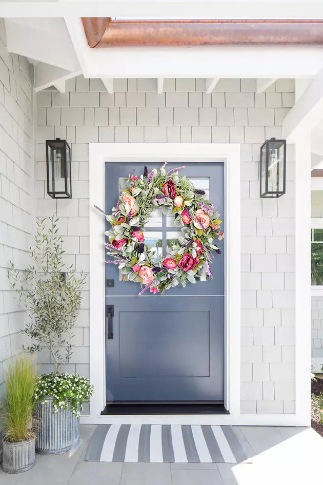 Farmhouse Peony Lamb’s Ear Wreath - Image 4