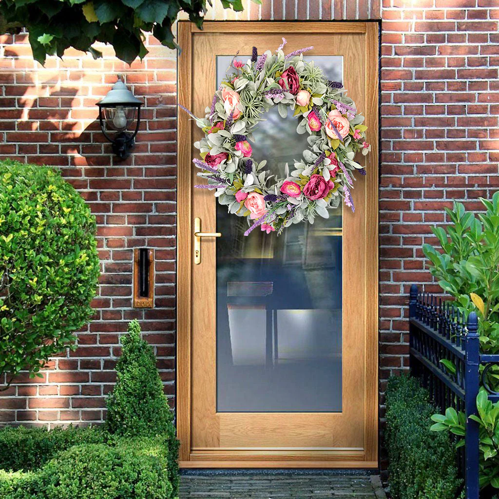 Farmhouse Peony Lamb’s Ear Wreath - Image 6