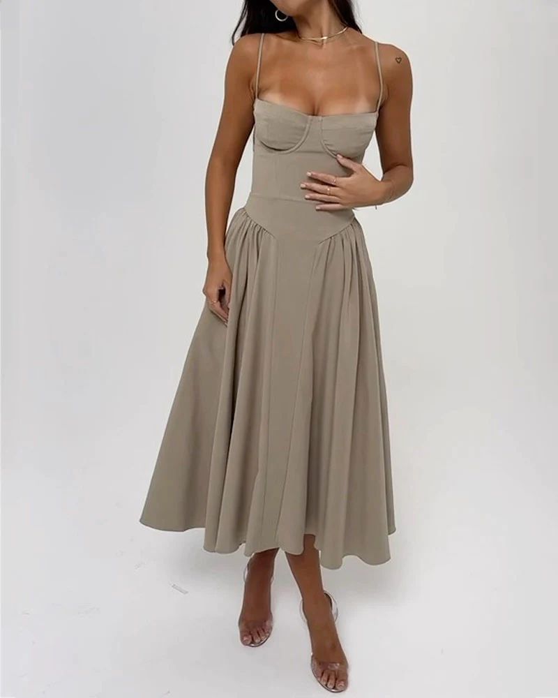 Elegant Solid Color Slip Dress - Image 3