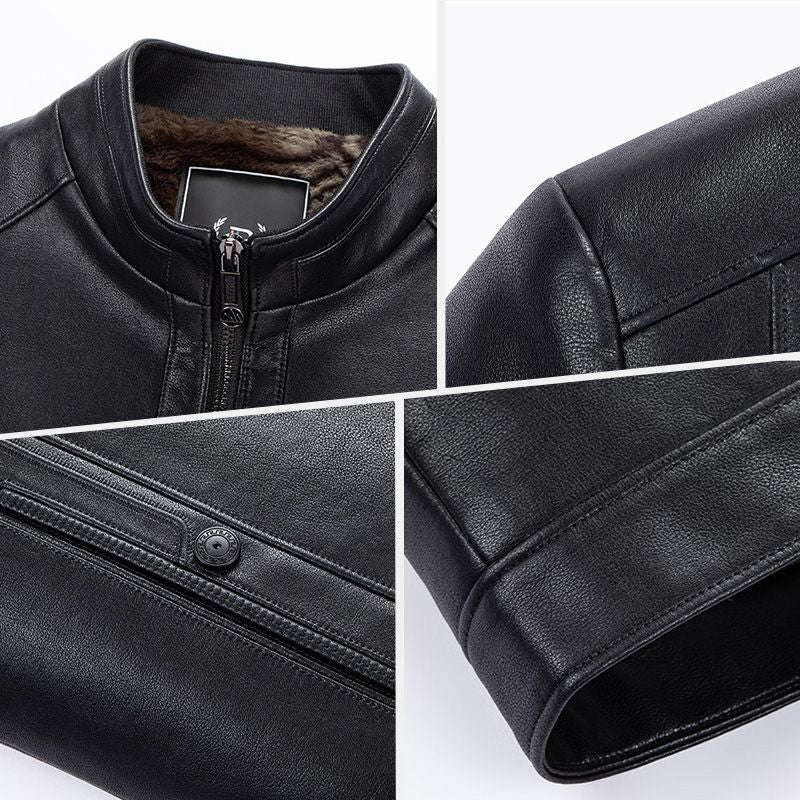 Fashionable Stand-collar Thickened Warm Leather Jacket - Image 11