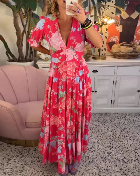 V-neck dress with floral print - Image 3