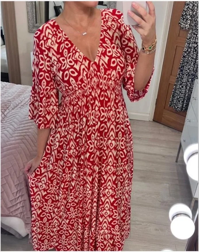 V-neck floral dress - Image 2