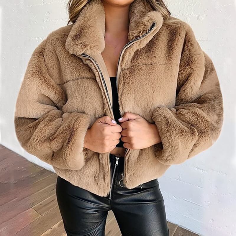 Winter warm fluffy cashmere jacket - Image 3