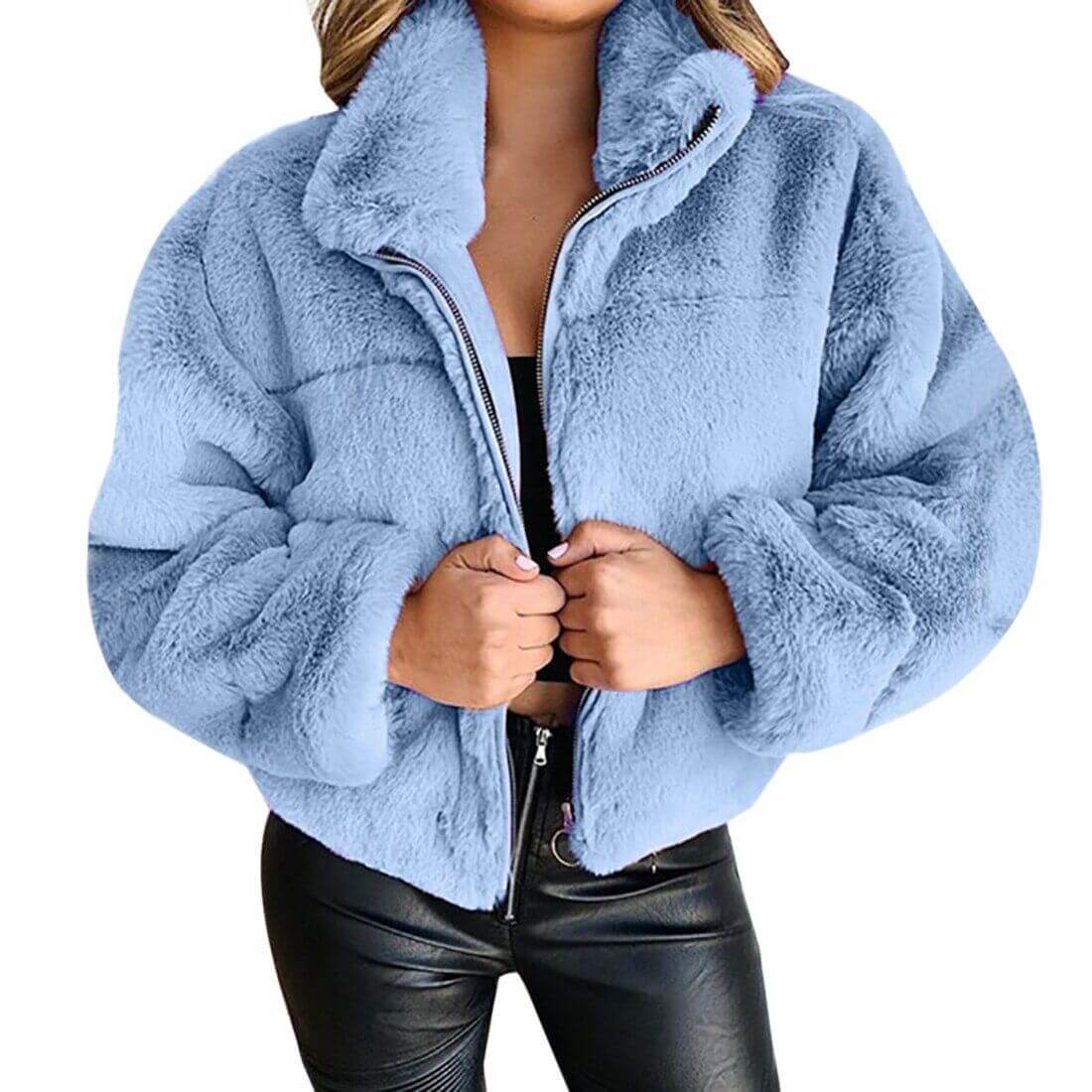 Winter warm fluffy cashmere jacket - Image 7