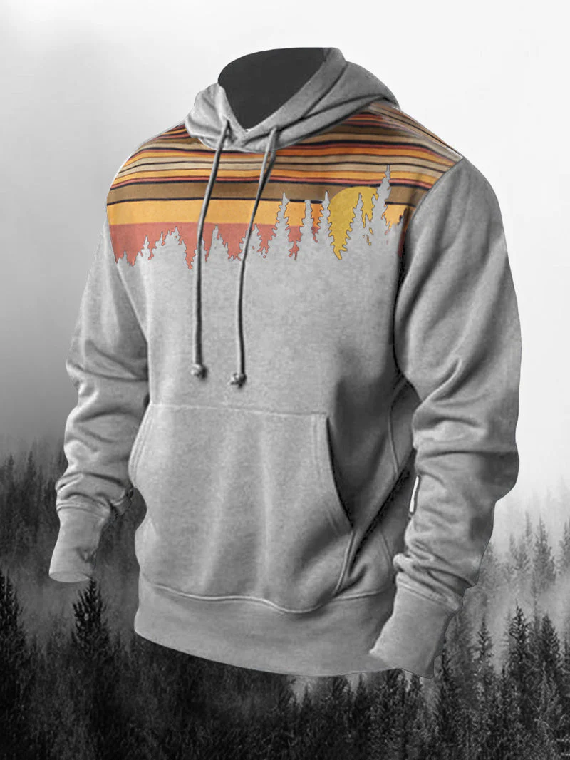 Forest Printed Casual Drawstring Hoodie - Image 2
