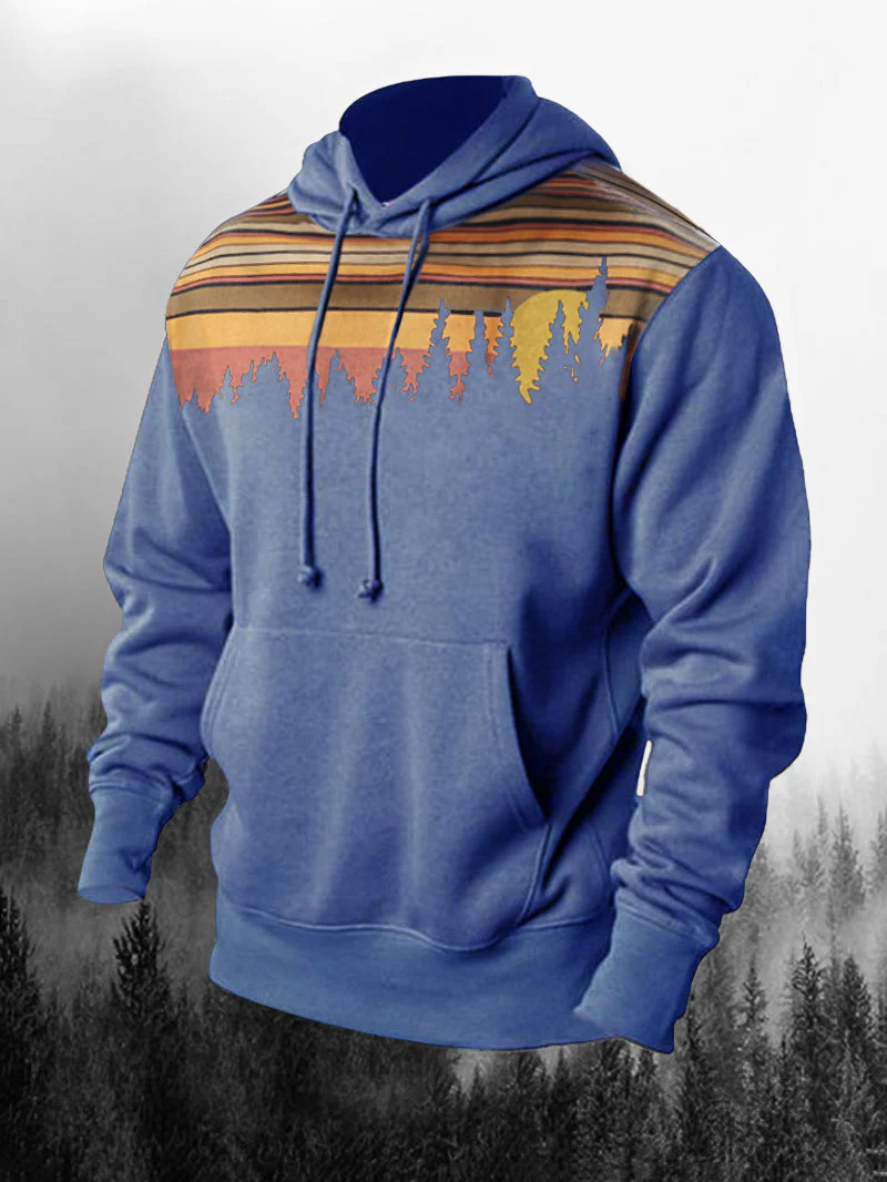 Forest Printed Casual Drawstring Hoodie - Image 4