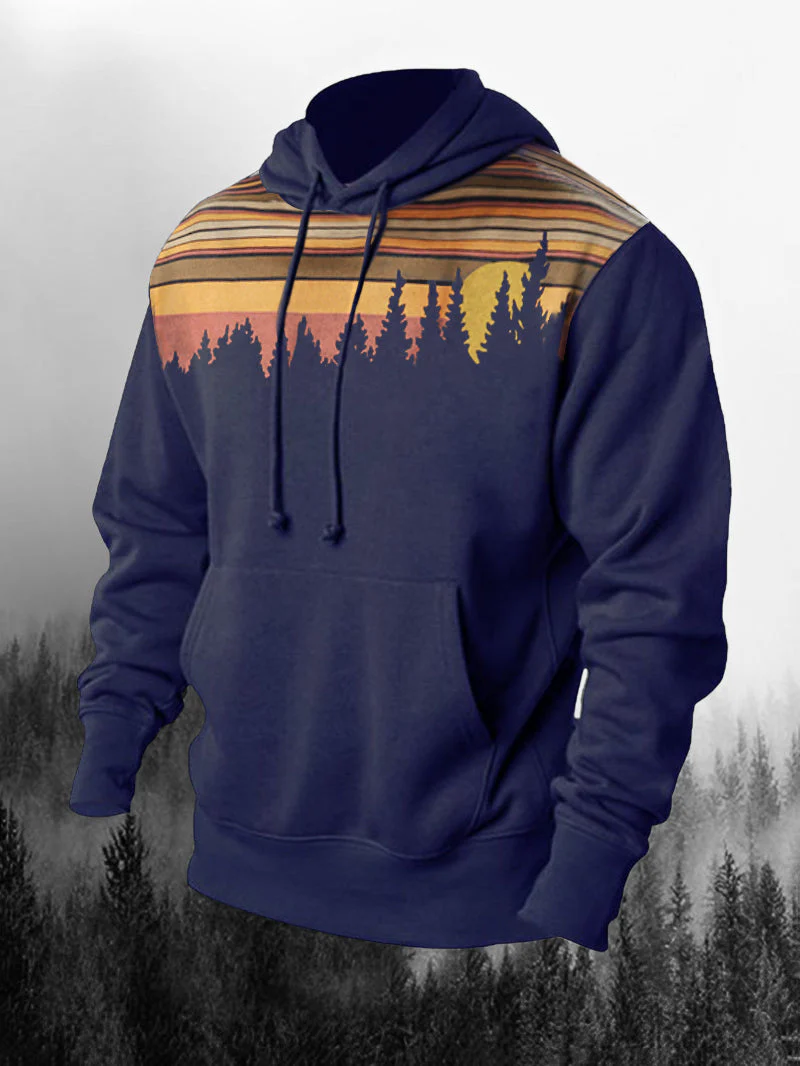 Forest Printed Casual Drawstring Hoodie - Image 5