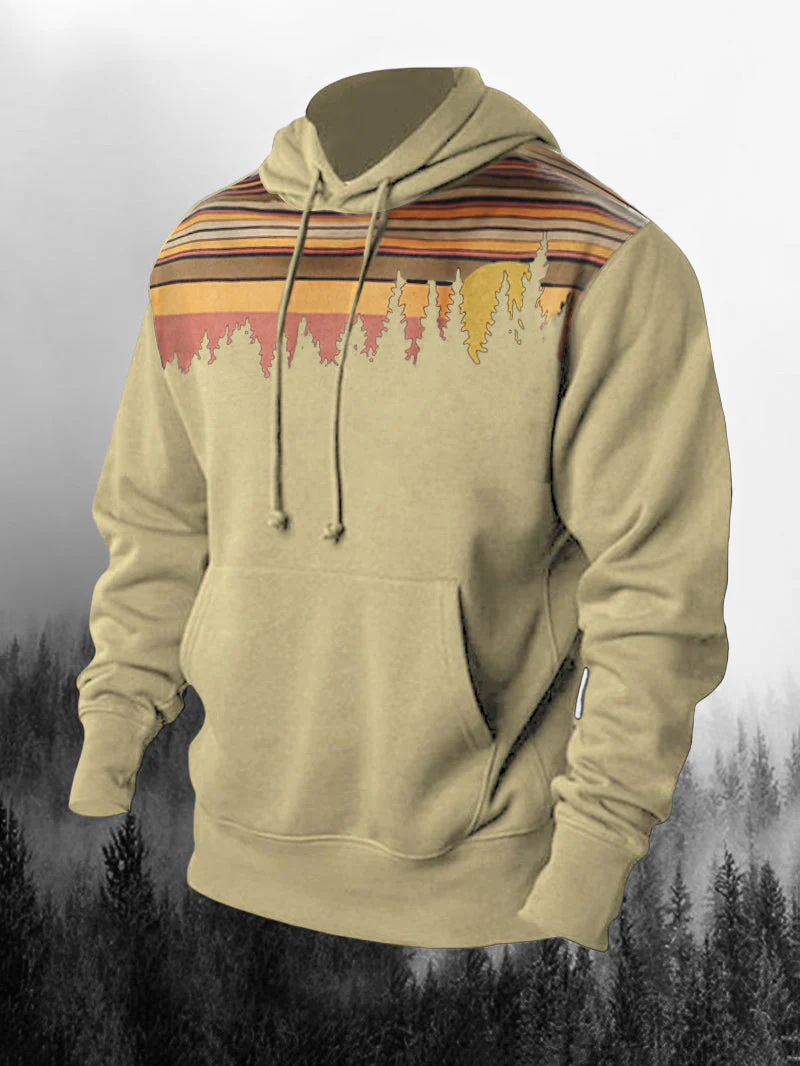 Forest Printed Casual Drawstring Hoodie - Image 7