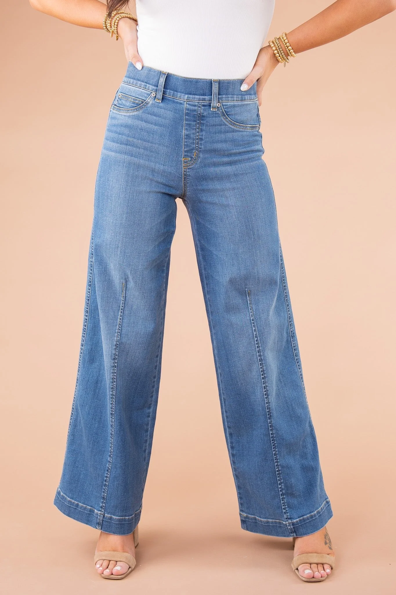 Seamed Front Wide Leg Jeans - Image 3