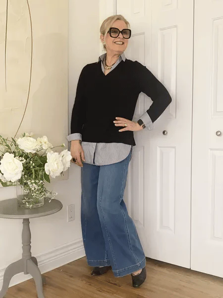 Seamed Front Wide Leg Jeans - Image 6