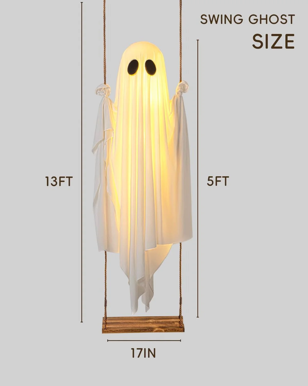 🔥Hanging Swing Ghost Halloween Decor with String Lights - Image 5