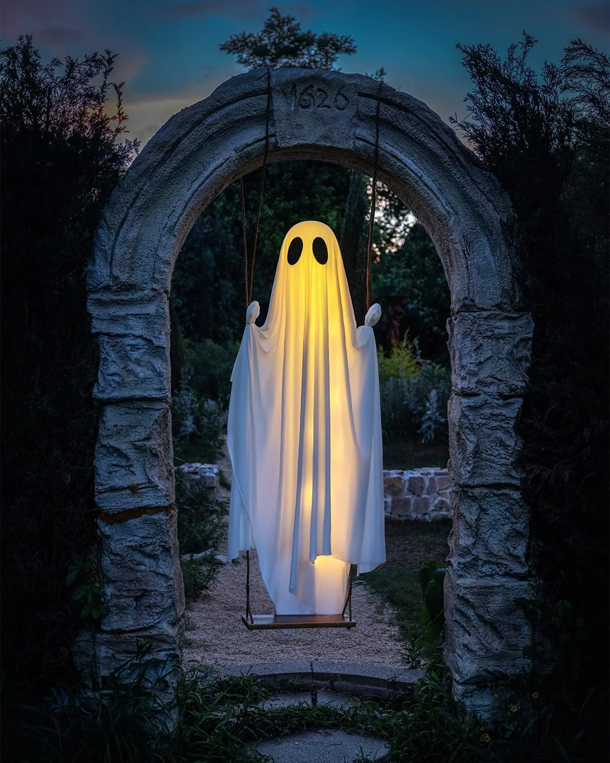 🔥Hanging Swing Ghost Halloween Decor with String Lights - Image 6