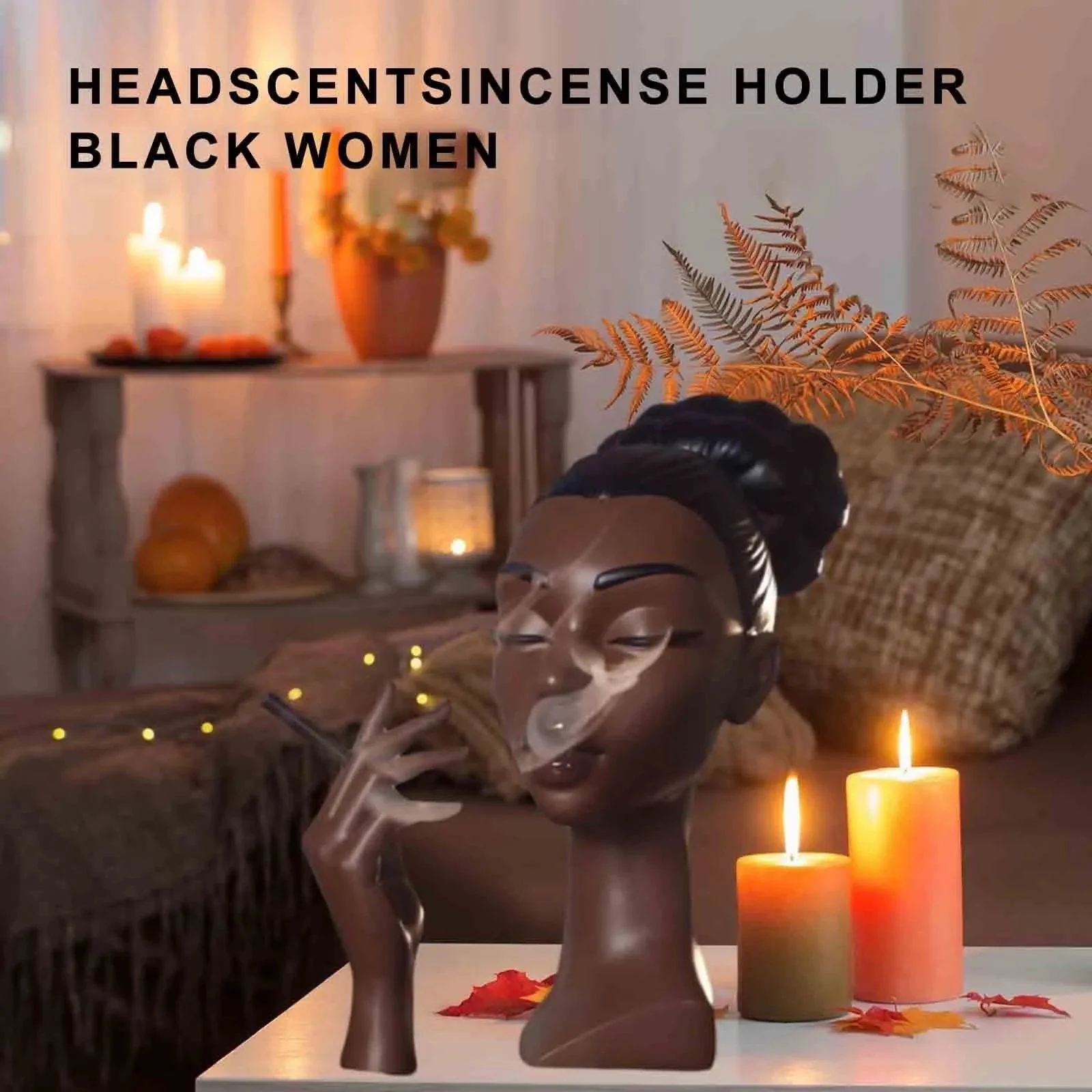 Head Incense Burner Black Woman - Image 2