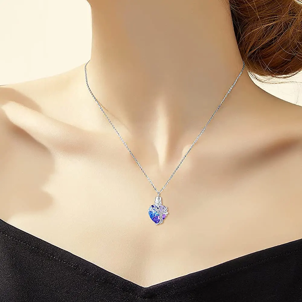 Heart Tree of Life Urn Necklace for Ashes Sterling Silver Cremation Jewelry with Crystal w/Funnel Filler - Image 8