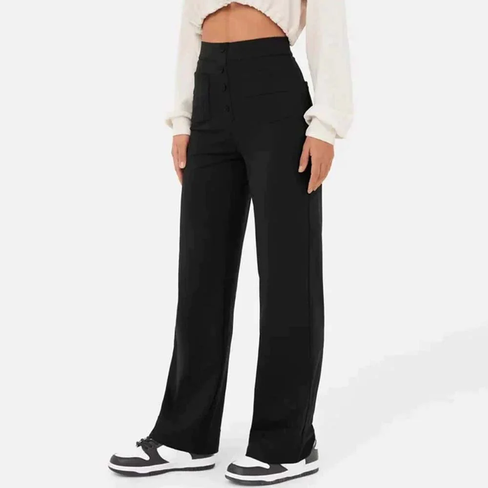 High-waisted Elastic Casual Trousers - Image 19