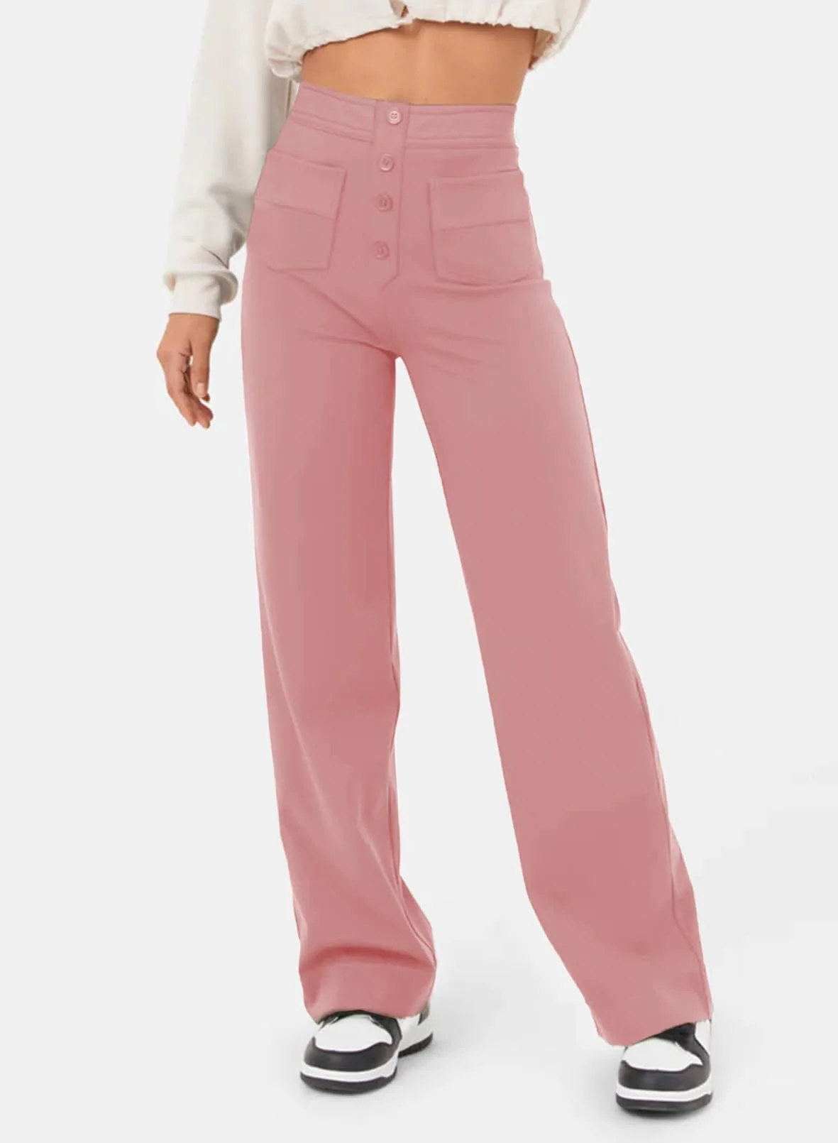 High-waisted Elastic Casual Trousers - Image 21