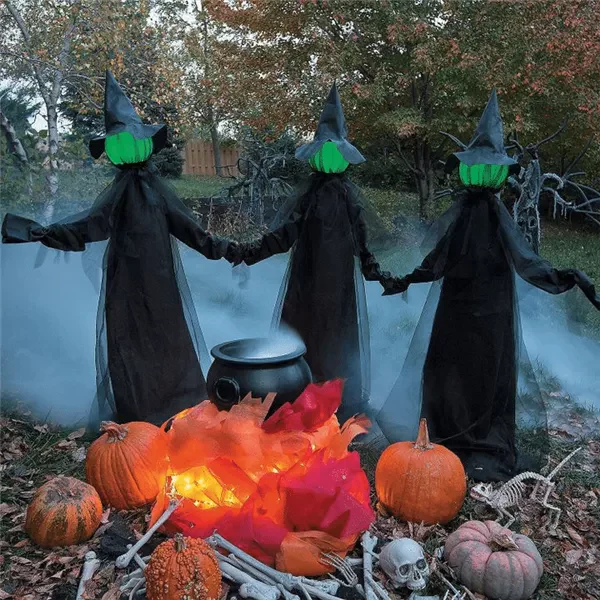 Lighted Halloween Triplets Witch Decoration Set - Image 2