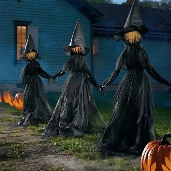 Lighted Halloween Triplets Witch Decoration Set - Image 3