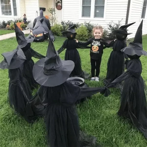 Lighted Halloween Triplets Witch Decoration Set - Image 4