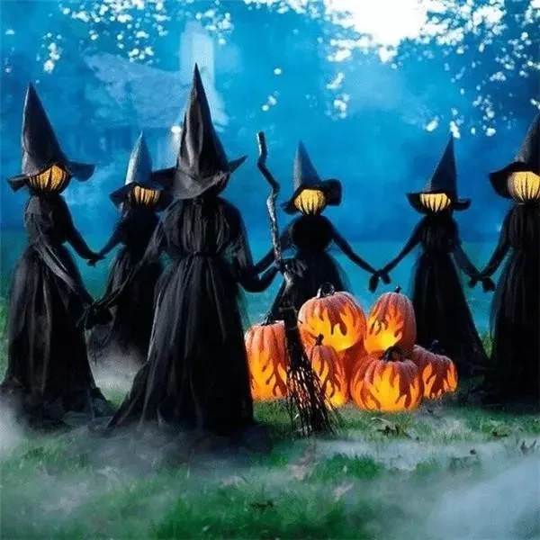 Lighted Halloween Triplets Witch Decoration Set - Image 5