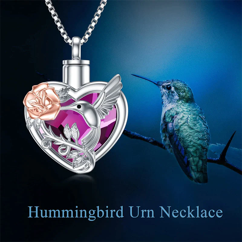Hummingbird Urn Necklace for Ashes Sterling Silver with Crystal Cremation Jewelry w/Funnel Filler Keepsake Memory Jewelry for Women Girls - Image 14