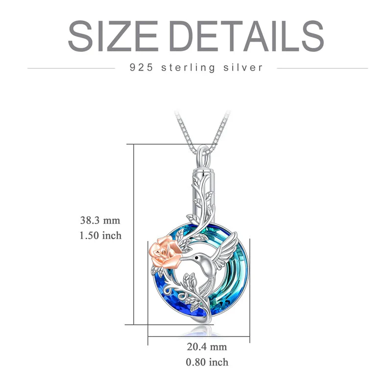 Hummingbird Urn Necklace for Ashes Sterling Silver with Crystal Cremation Jewelry w/Funnel Filler Keepsake Memory Jewelry for Women Girls - Image 21