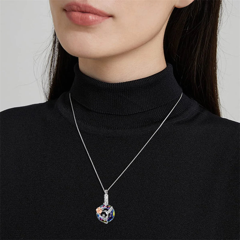 Hummingbird Urn Necklace for Ashes Sterling Silver with Crystal Cremation Jewelry w/Funnel Filler Keepsake Memory Jewelry for Women Girls - Image 34