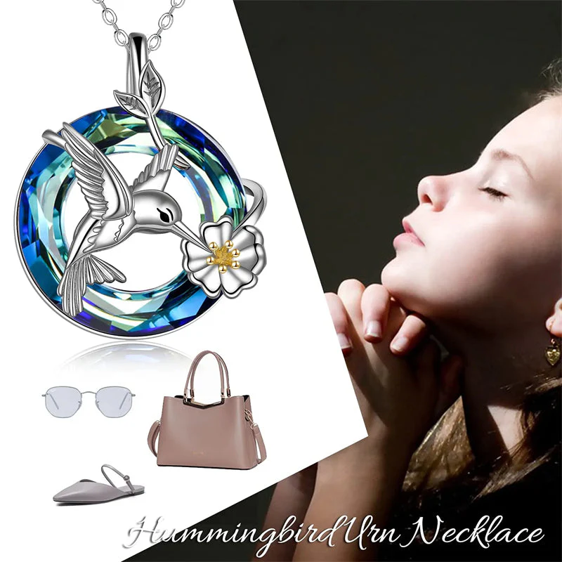 Hummingbird Urn Necklace for Ashes Sterling Silver with Crystal Cremation Jewelry w/Funnel Filler Keepsake Memory Jewelry for Women Girls - Image 40