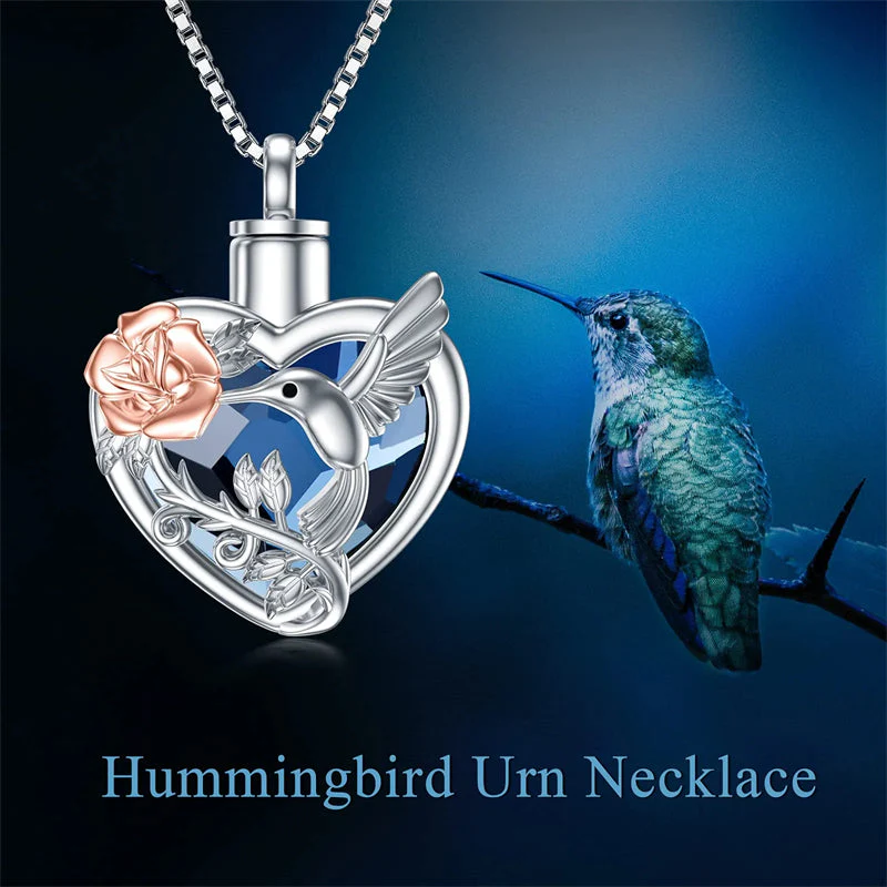 Hummingbird Urn Necklace for Ashes Sterling Silver with Crystal Cremation Jewelry w/Funnel Filler Keepsake Memory Jewelry for Women Girls - Image 8