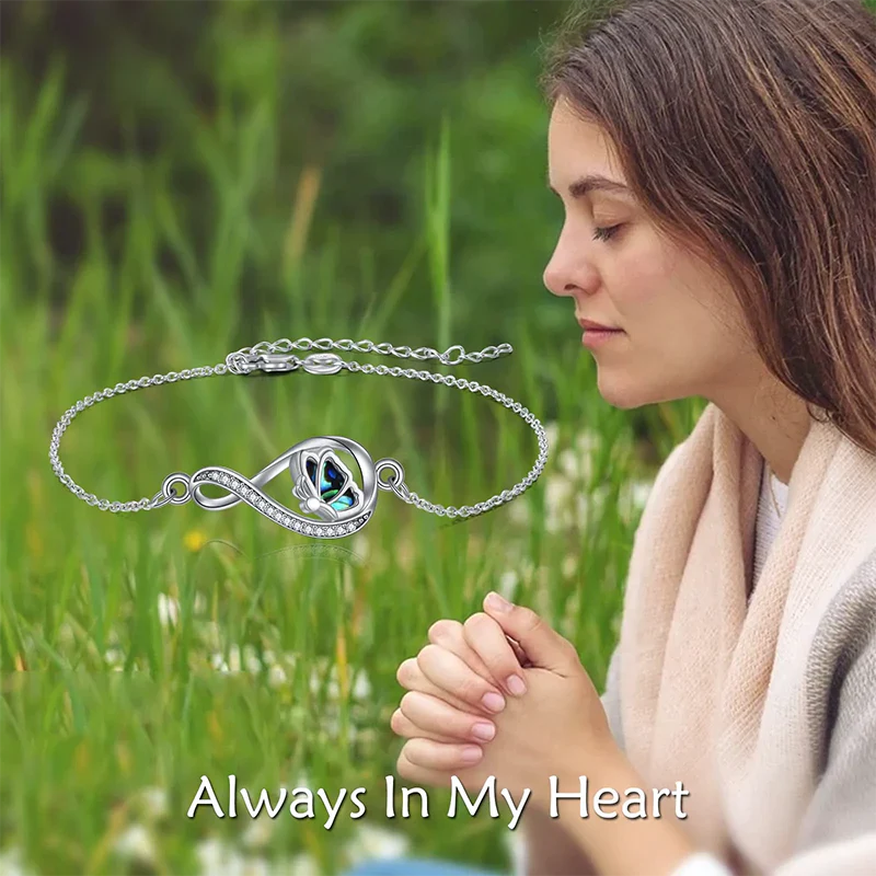 Infinity Butterfly Urn Bracelets for Ashes 925 Sterling Silver Cremation Butterfly Memerial Jewelry for Women - Image 6