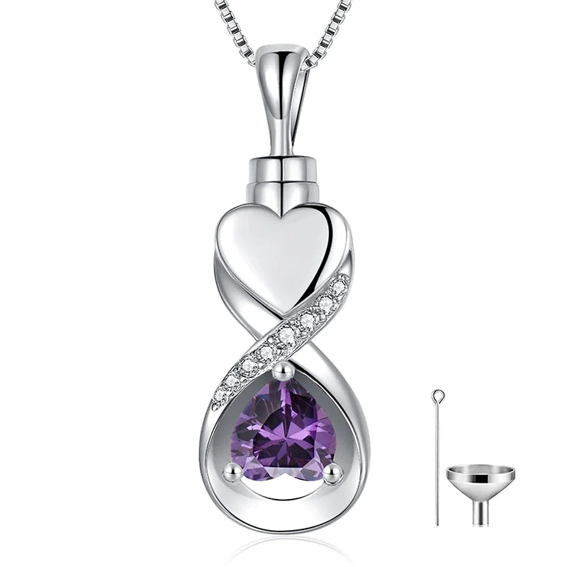 Infinity Heart Cremation Jewelry for Ashes Sterling Silver Urn Necklaces for Women - Image 49