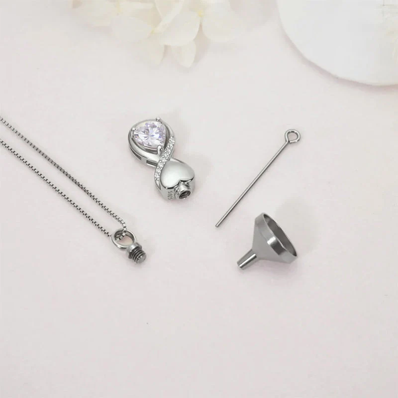 Infinity Heart Cremation Jewelry for Ashes Sterling Silver Urn Necklaces for Women - Image 5