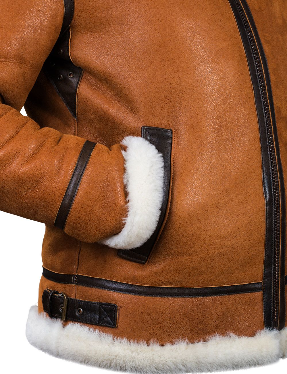 BOMBER B-3 SHEEPSKIN JACKET HOODED WHISKEY[FREE SHIPPING TODAY] - Image 9