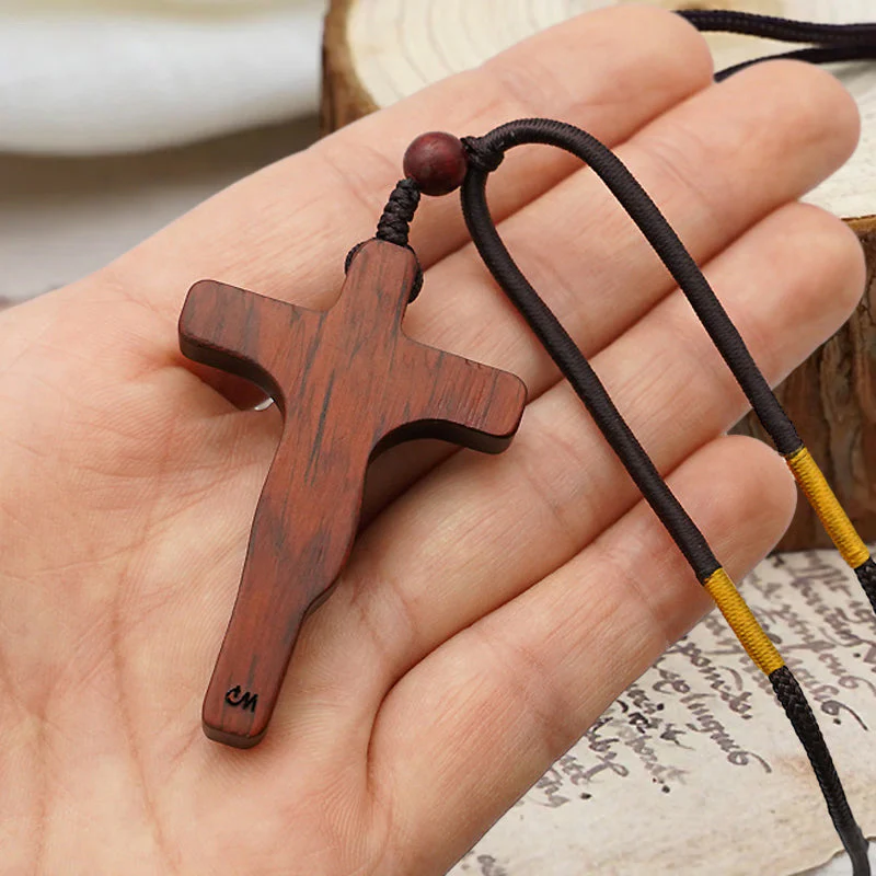 Jesus Cross Wooden Necklace - Image 6