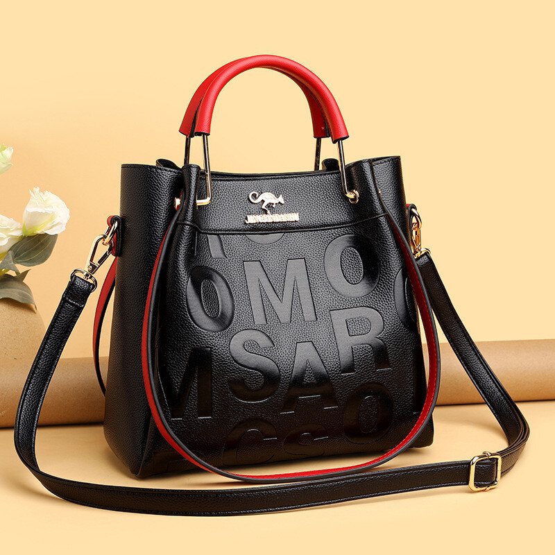 New arrival large capacity soft leather embossed shoulder bag - Image 6