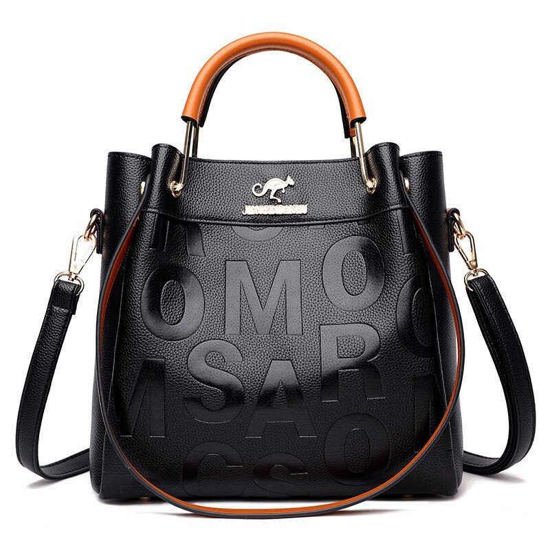 New arrival large capacity soft leather embossed shoulder bag - Image 9