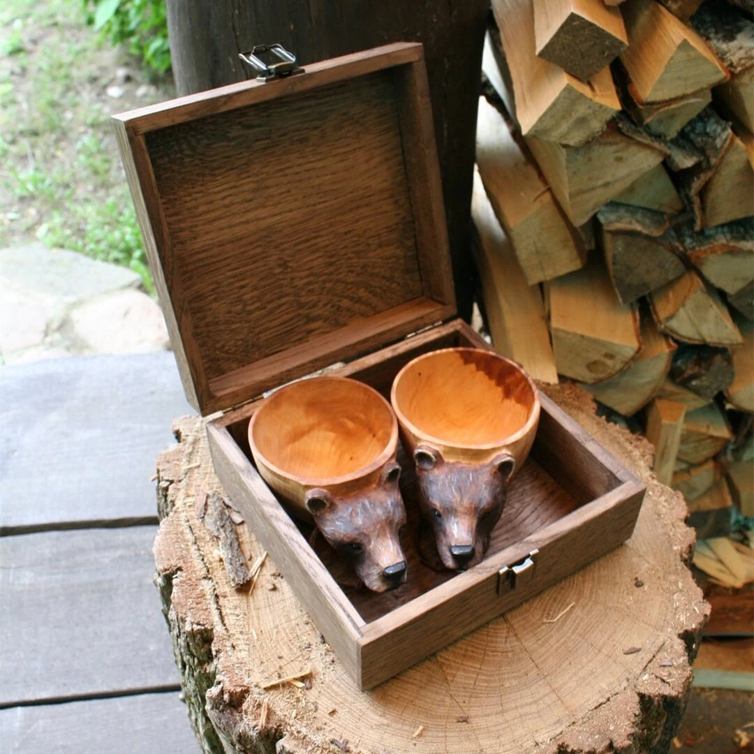Hand Carved Wooden Mug - Image 2