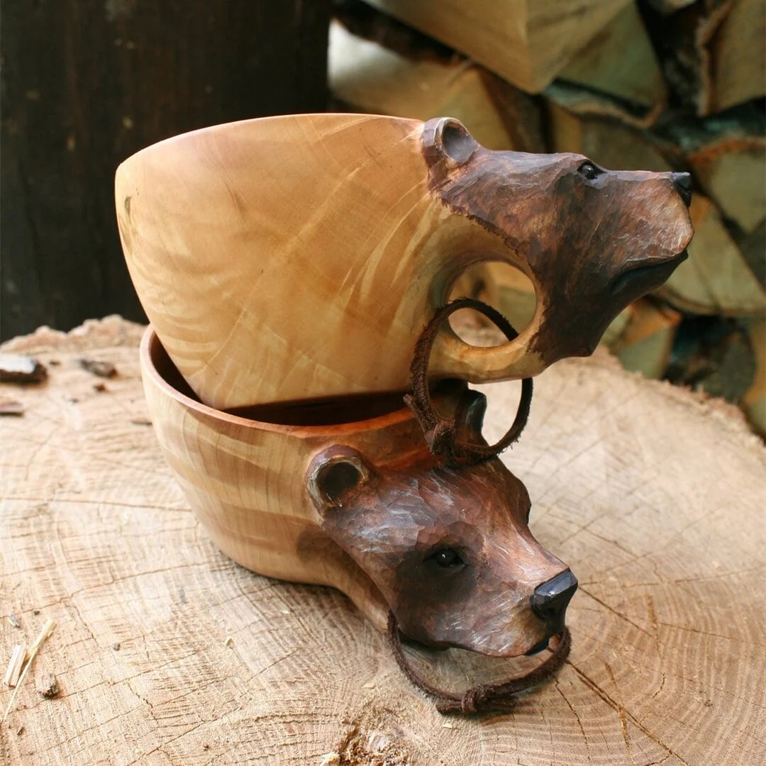 Hand Carved Wooden Mug - Image 4