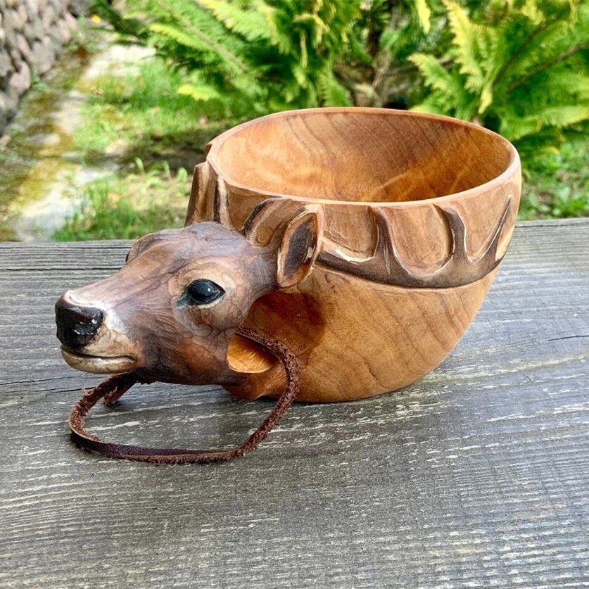Hand Carved Wooden Mug - Image 6