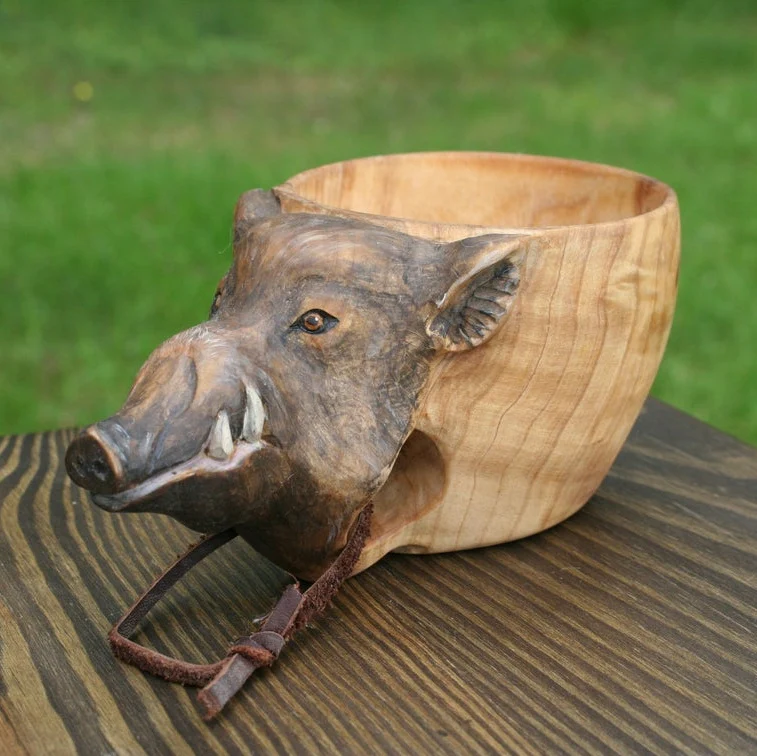 Hand Carved Wooden Mug - Image 9